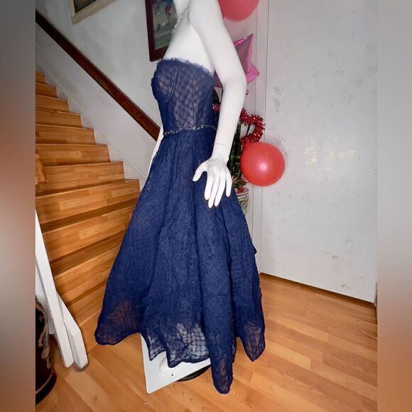 New MARCHESA NOTTE Tulle Layered Navy Blue Dress - Picture 7 of 9